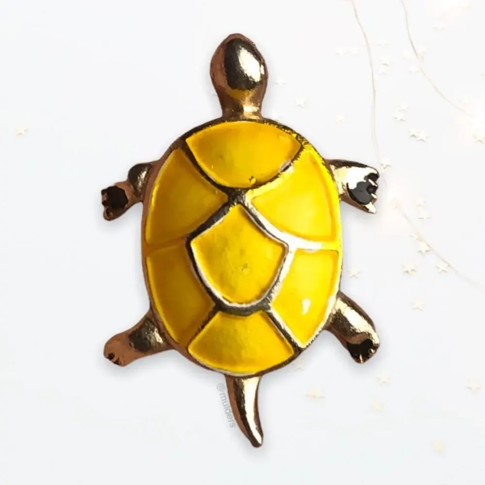 Vintage Gold Tone Yellow Tortoise Turtle Reptile Pin Brooch Ballou Reg